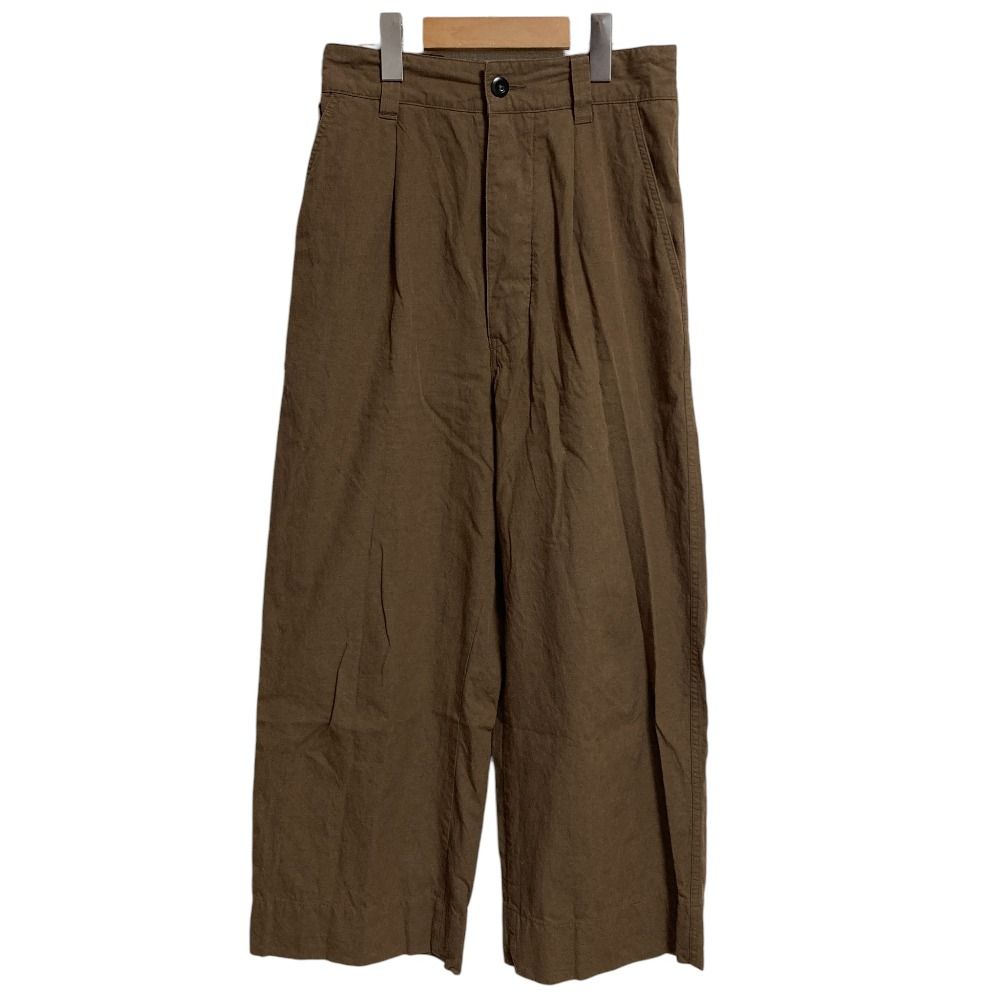 MHL. マーガレットハウエル 25SS OVERDYE MELANGE COTTON LINEN パンツ 595-5140504 サイズ1 ブラウン レディース 古着