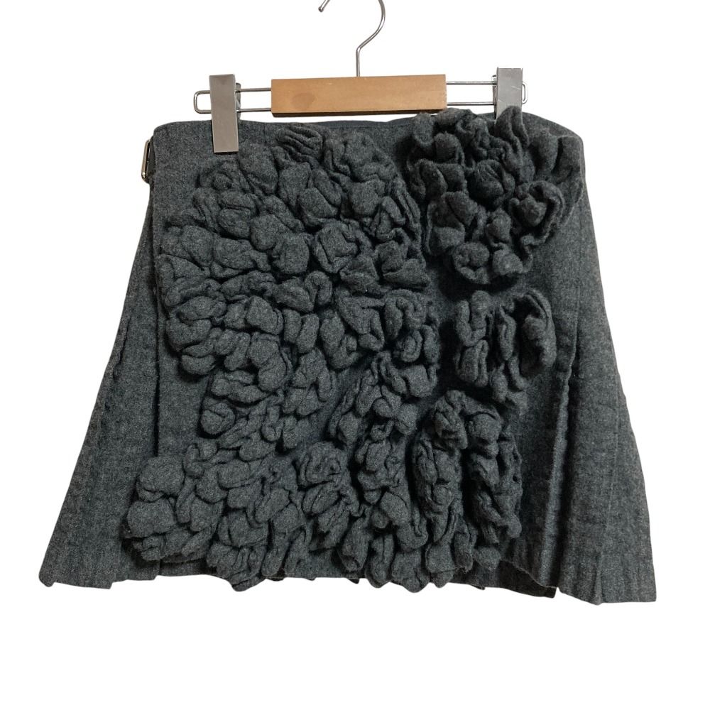 AD2000 COMME des GARCONS コムデギャルソン デザイン ウールラップスカート Mサイズ グレー レディース 古着