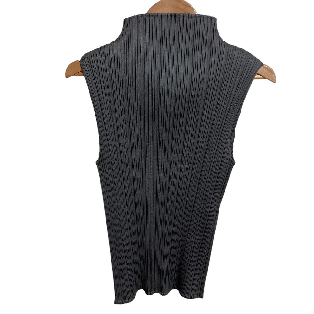 PLEATS PLEASE プリーツプリーズ イッセイミヤケ ハイネック ノースリーブ カットソー グレー レディース 古着