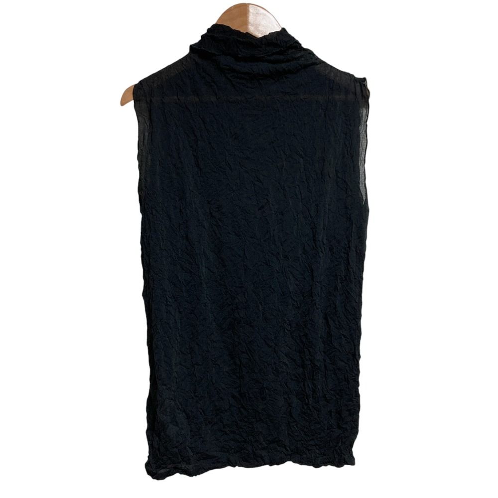 ISSEI MIYAKE イッセイミヤケ プリーツ ハイネック ノースリーブ カットソー Mサイズ ブラック レディース 古着