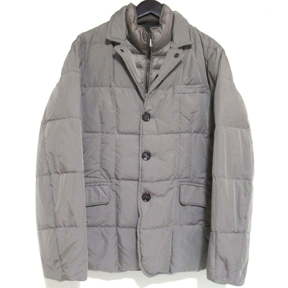 MooRER ムーレー WELLS-KN レイヤード ダウンジャケット サイズ50 グレージュ メンズ 古着