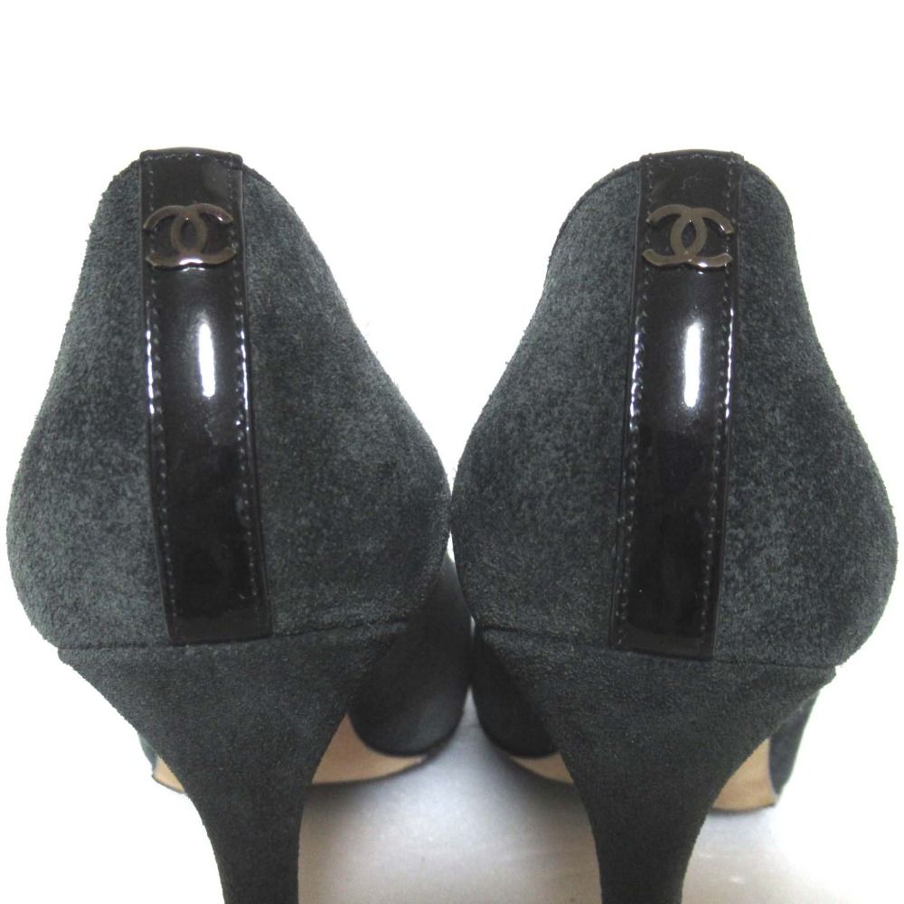 美品 CHANEL シャネル ココマーク スウェード×パテントレザー