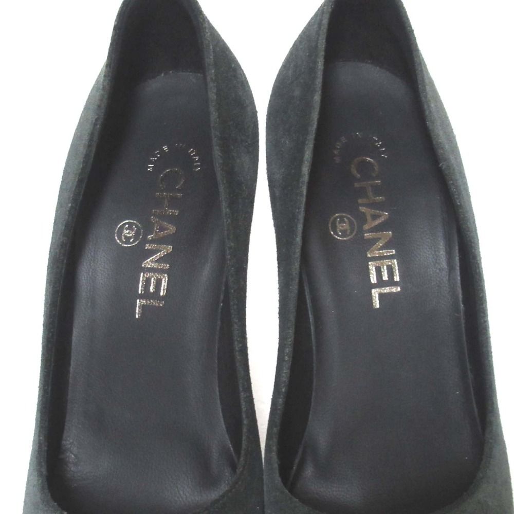 美品 CHANEL シャネル ココマーク スウェード×パテントレザー