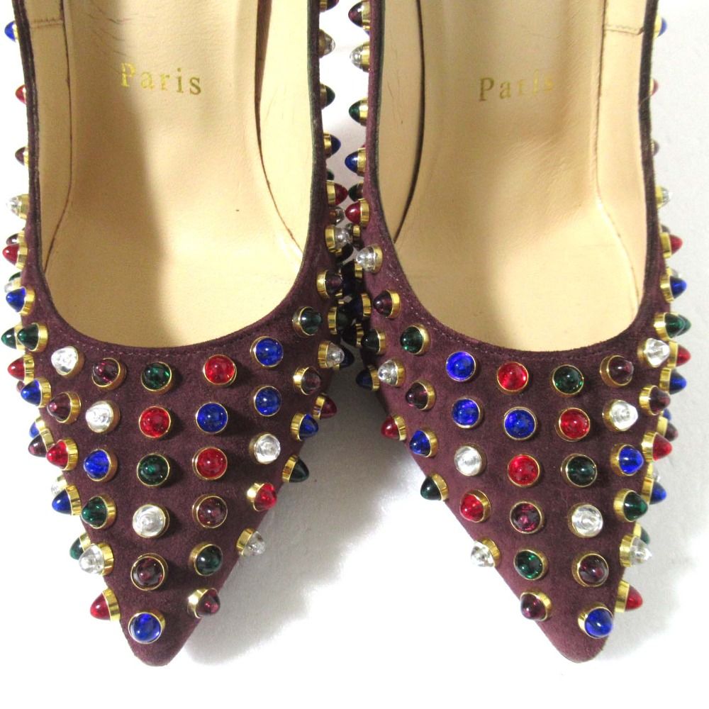 美品 Christian Louboutin クリスチャンルブタン ストーンスタッズ