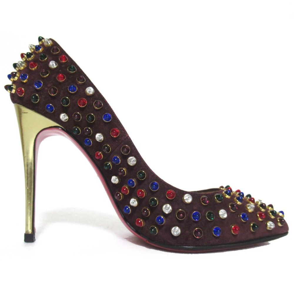 【美品】クリスチャンルブタン スタッズ ポインテッドトゥ パンプス イタリア製 美品 Christian Louboutin クリスチャンルブタン ストーンスタッズ