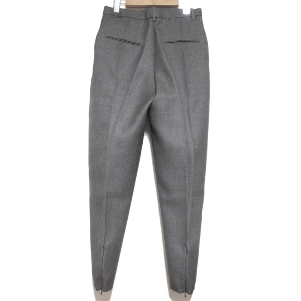 JIL SANDER ジルサンダー 裾ジップアップ ワイド テーパード スラックスパンツ サイズ34 グレー レディース 古着