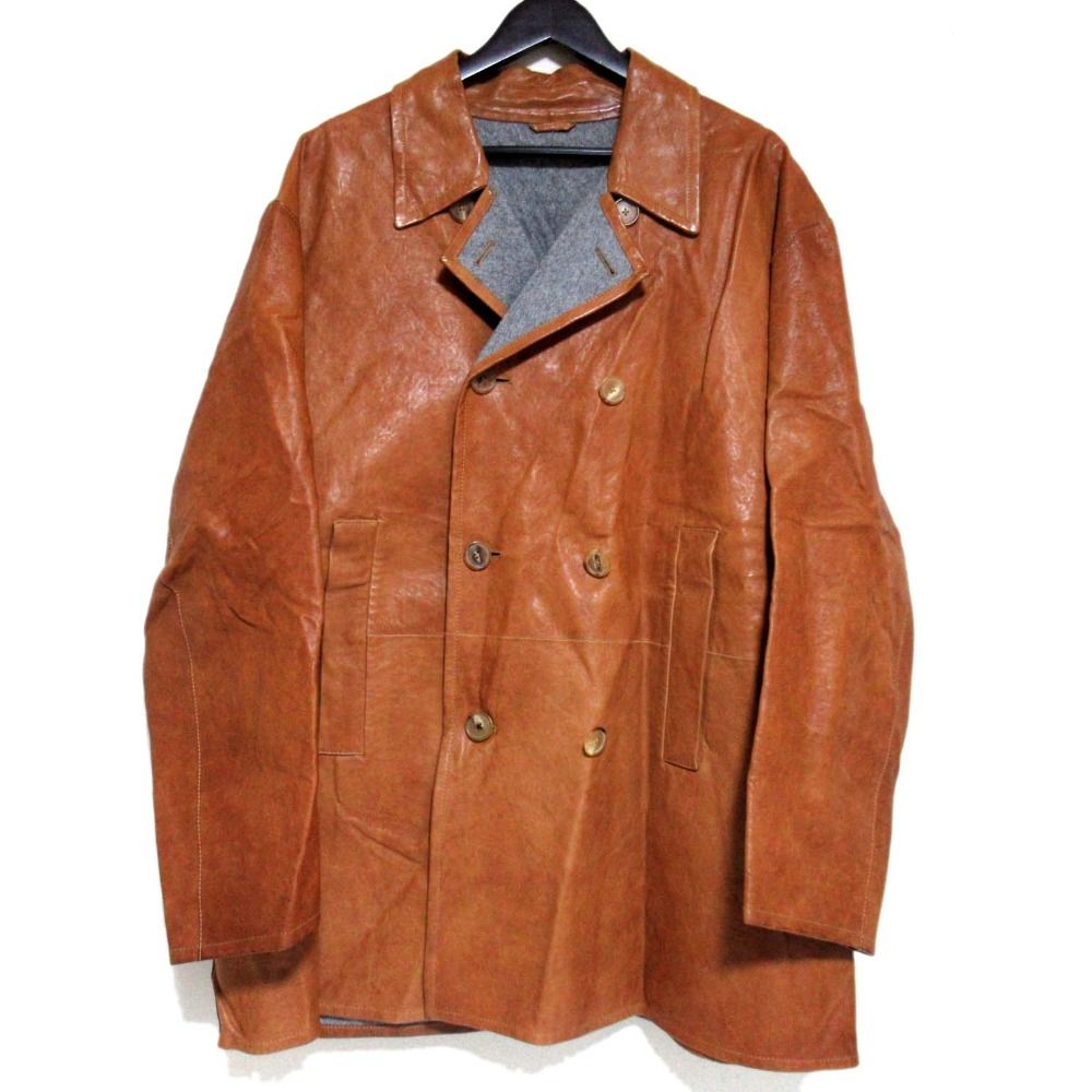JIL SANDER ジルサンダー ダブルフェイス ダブルレザーコート キャメルブラウン メンズ 古着