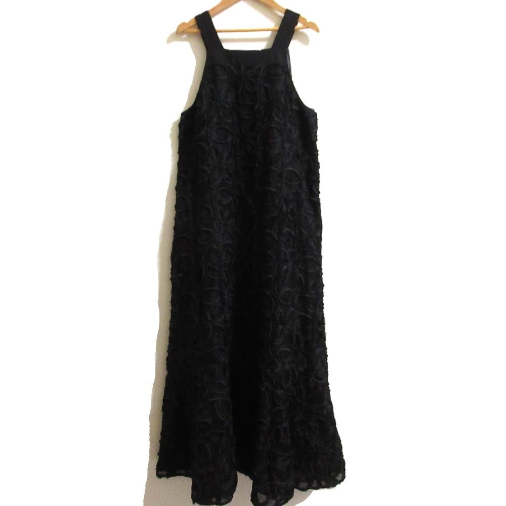25SS GRACE CONTINENTAL グレースコンチネンタル テープ刺繍メッシュワンピース 0125231111 サイズ38 ブラック レディース 古着