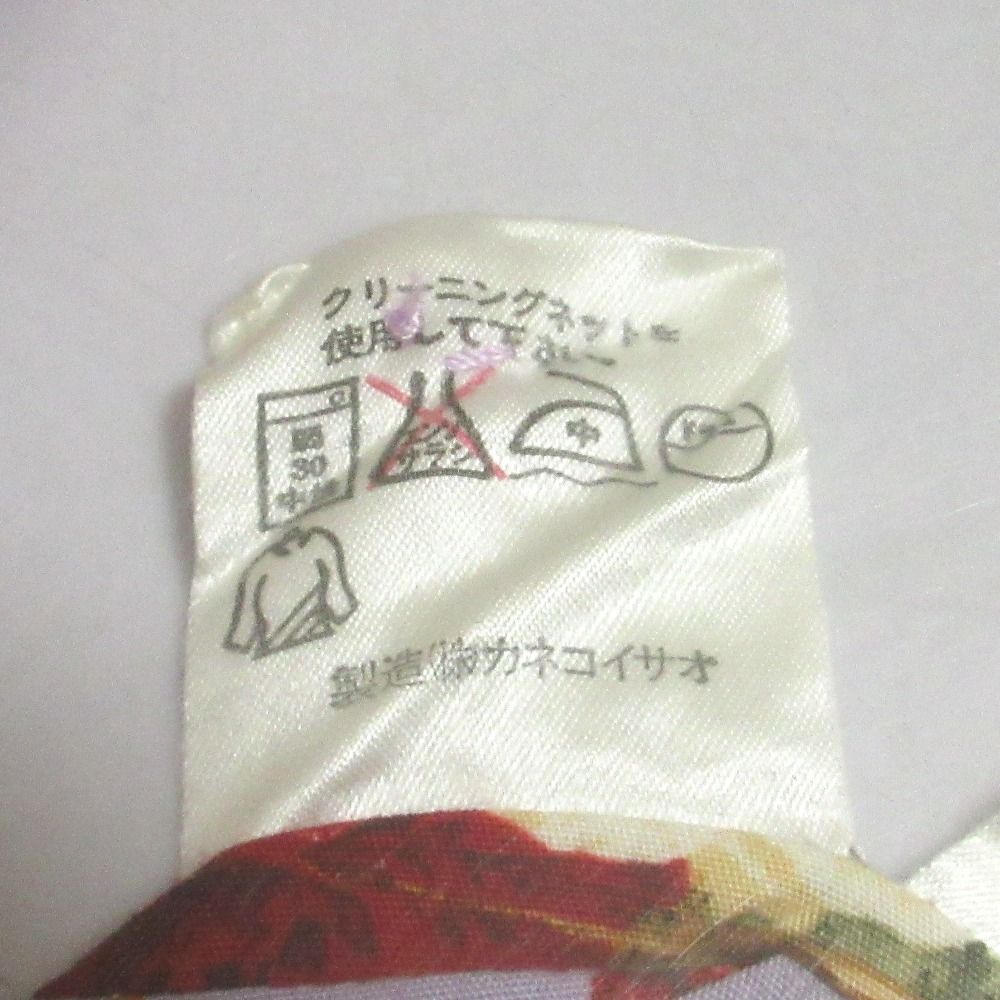  KANEKO ISAO カネコイサオ フラワープリント ピコリボン フ ワンピース パープル レディース 古着 長袖 七分袖 その他
