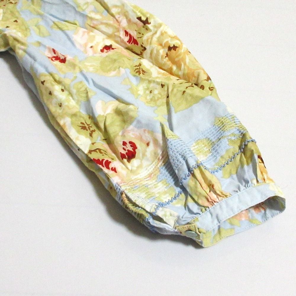  INGEBORG インゲボルグ フラワープリント ベルテッド ロングワンピース ブルー レディース 古着 長袖 七分袖 その他