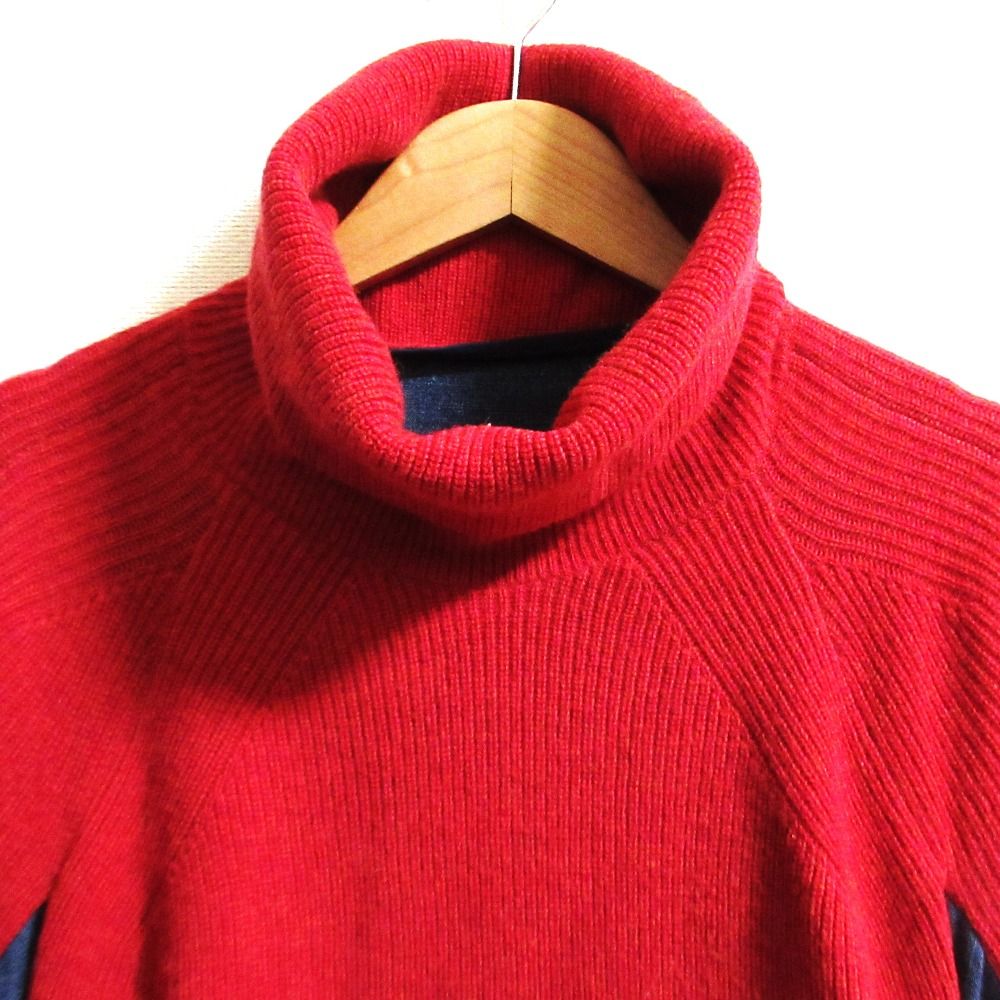  Sacai サカイ ニットドッキング デニムワンピース 19-04607 サイズ1 レッド レディース 古着 長袖 七分袖 その他