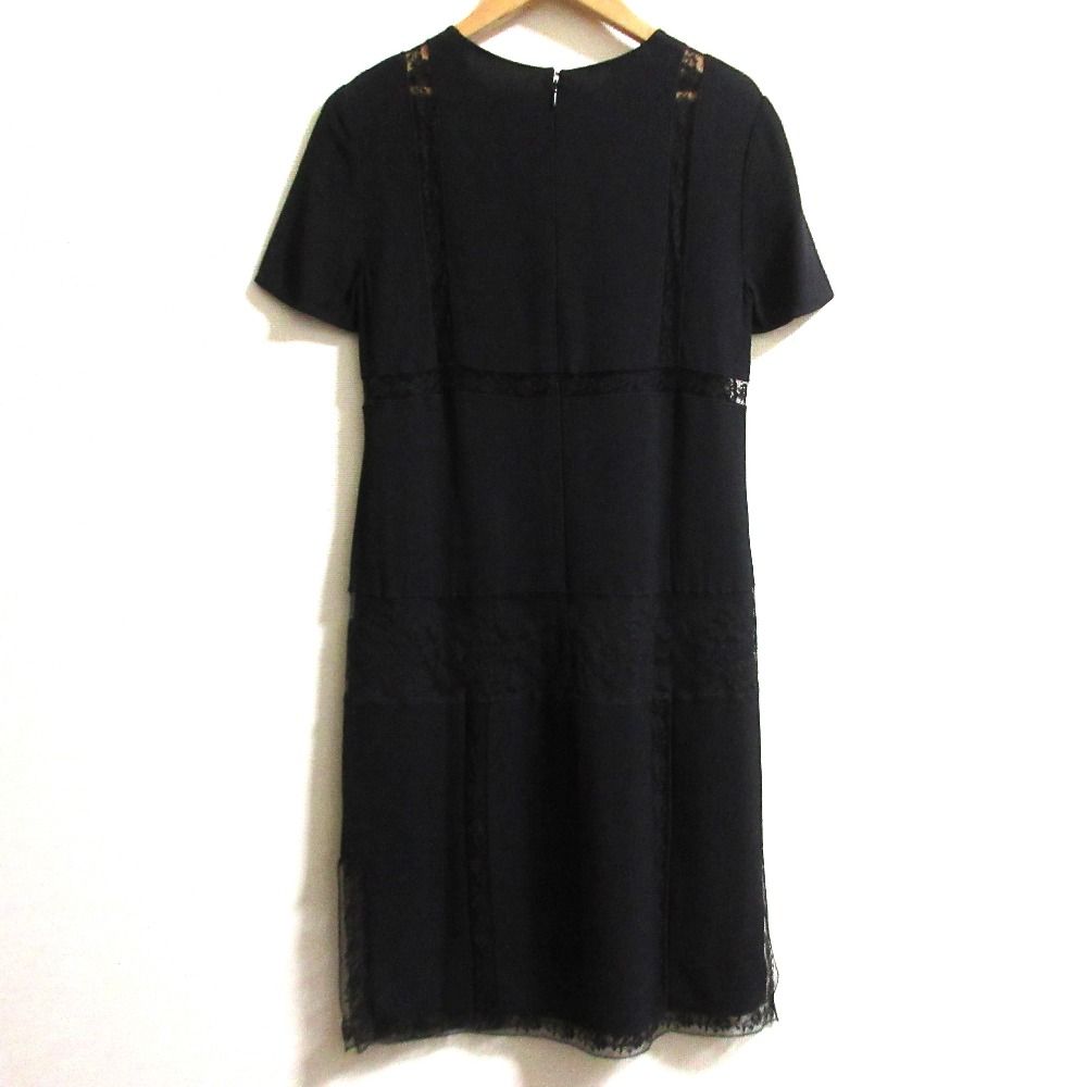  PRADA プラダ レースワンピース サイズ38 ブラック レディース 古着 半袖 ひざ丈ワンピース