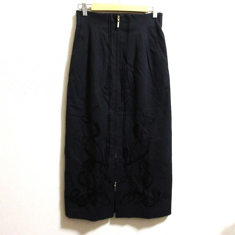 25SS MURRAL ミューラル Cucurbita embroidered skirt スカート 251-0901 サイズ2 ブラック レディース 古着