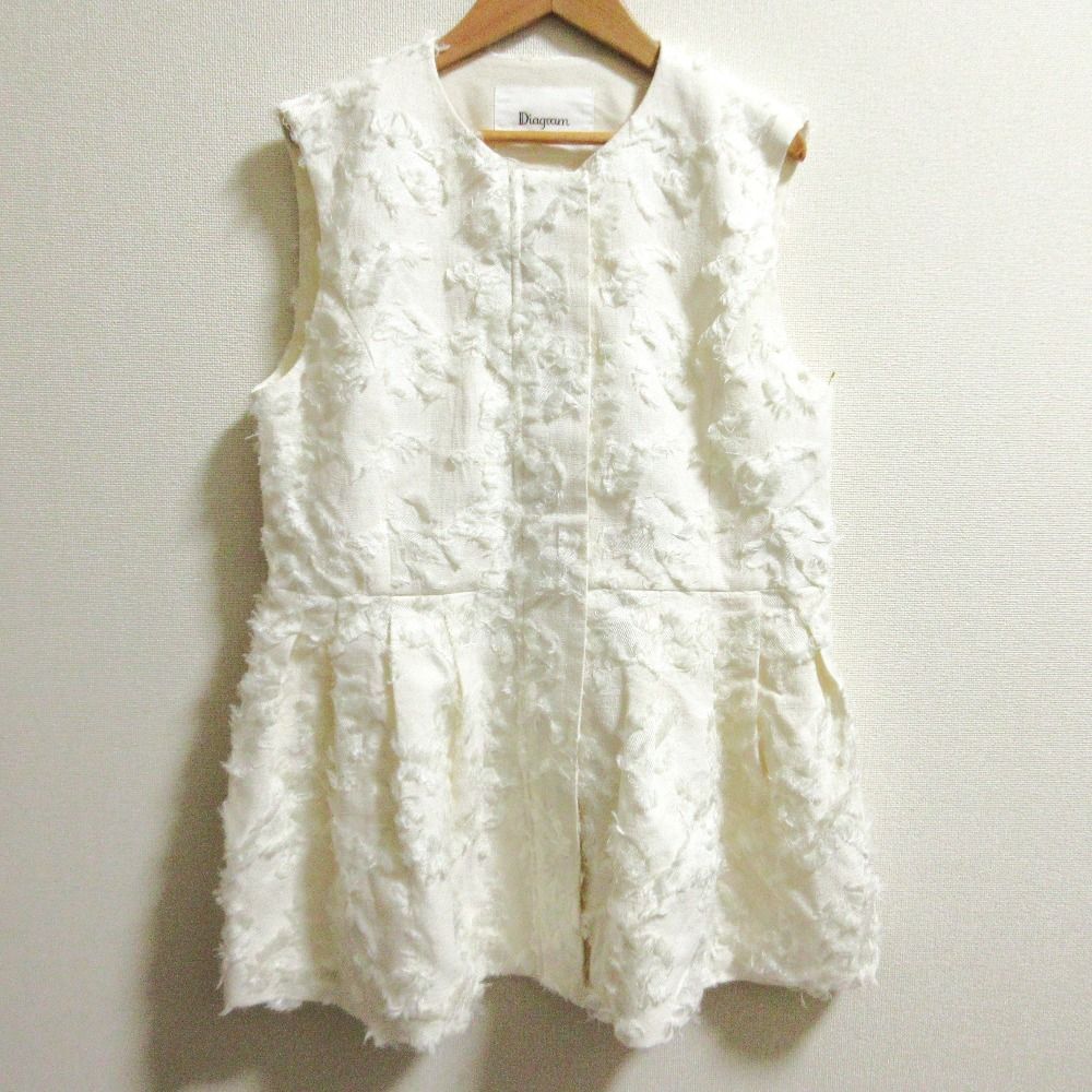 25SS Diagram ダイアグラム カットジャガードジレ ベスト 0325157349 サイズ38 キナリ レディース 古着