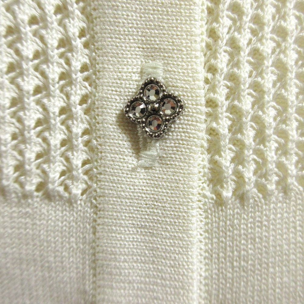 24AW Rene ルネ ビジューボタン クルーネックカーディガン 5432030 サイズ34 ホワイト レディース 古着