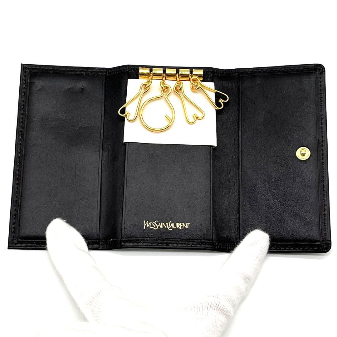 YSL イヴサンローラン レザー キーケース 4連 ブラック Yves Saint