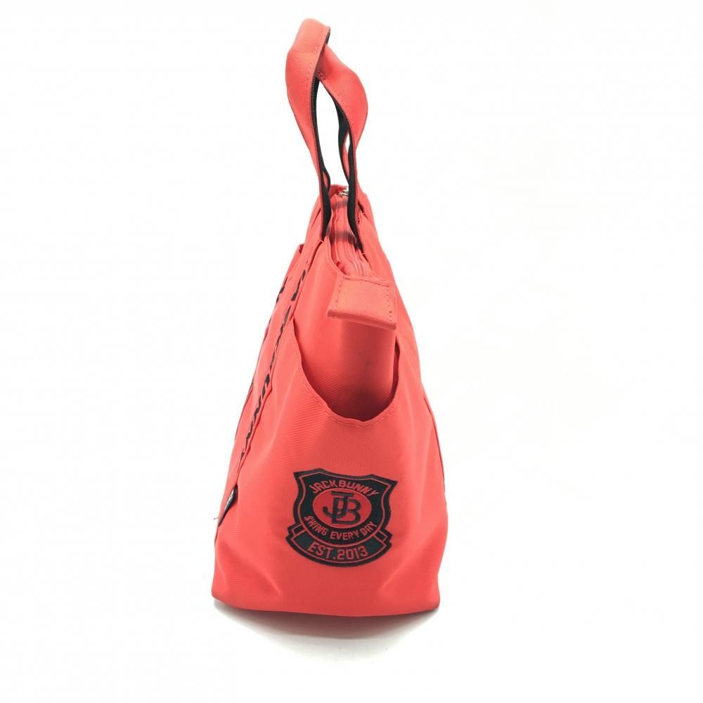 ジャックバニー カートバッグ レッド×黒 ロゴ刺しゅう 内外ポケット