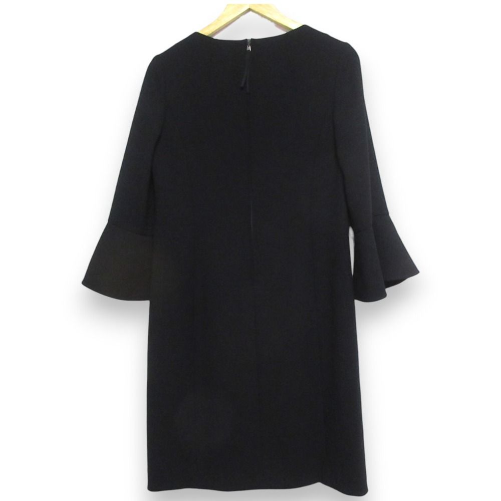 FOXEY フォクシー ウール フ スリーブ ミモレ丈ドレスワンピース 40925 サイズ42 ブラック レディース 古着
