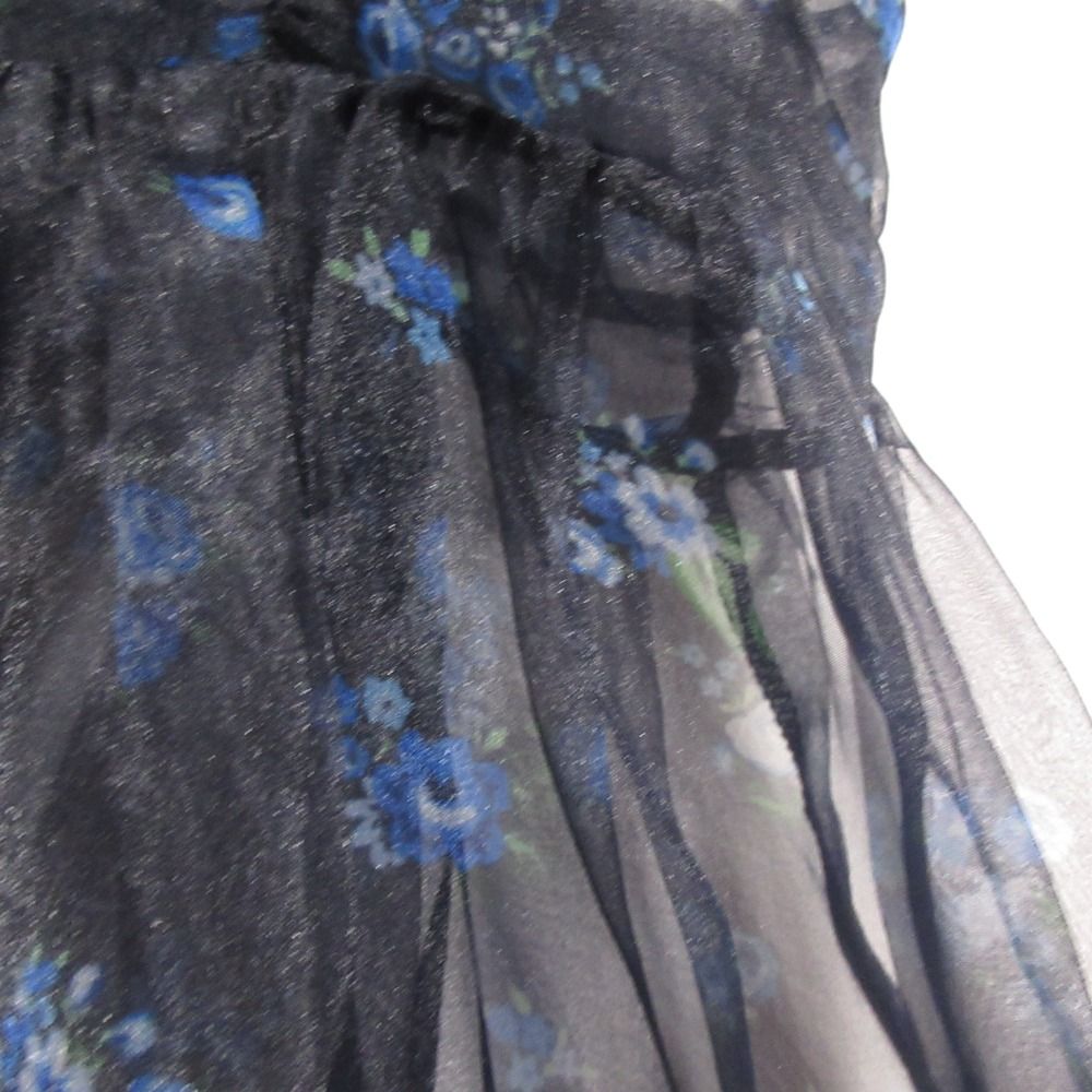  POPPY ポピー フラワーパターン オーガンジー キャミドレス ロングワンピース Mサイズ ネイビー レディース 古着 ノースリーブ その他