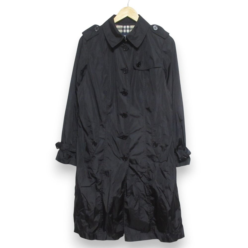 BURBERRY LONDON バーバリー ナイロントレンチコート サイズ44 ブラック レディース 古着