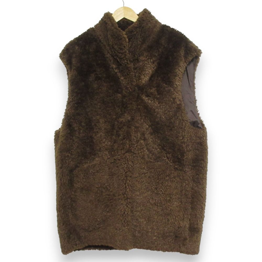24AW MUSE de Deuxieme Class ミューズ ドゥ ドゥーズィエムクラス TEDDY BOA VEST ボアベスト サイズF ブラウン レディース 古着