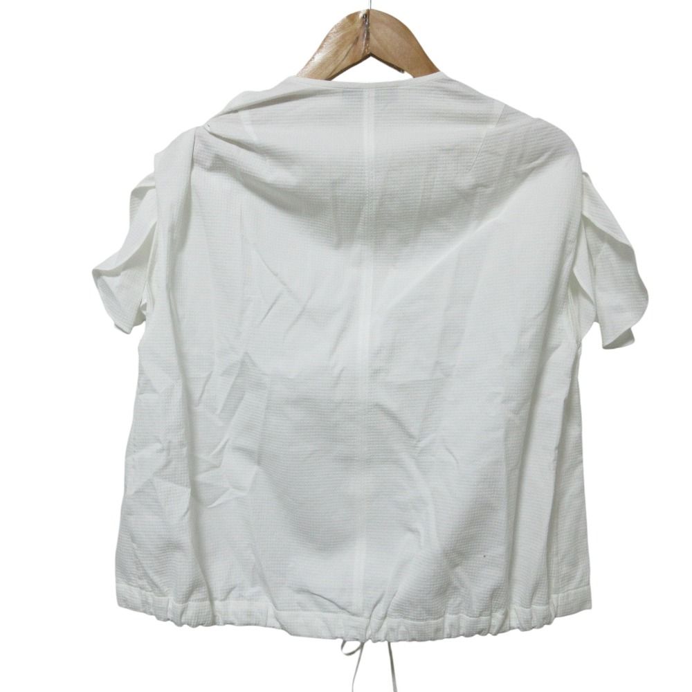 クリーニング済 DRAWER ドゥロワー ノースリーブ ショルダーリボン ブラウス 6521-299-1198 ホワイト レディース 古着