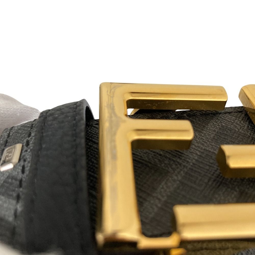 美品 FENDI フェンディ FFバックル ズッカ柄 リバーシブルレザーベルト