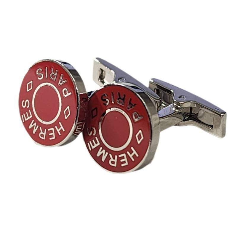HERMES エルメス リコル レッド メタル カフス ボタン カフリンクス メンズ ジュエリー 32510K219