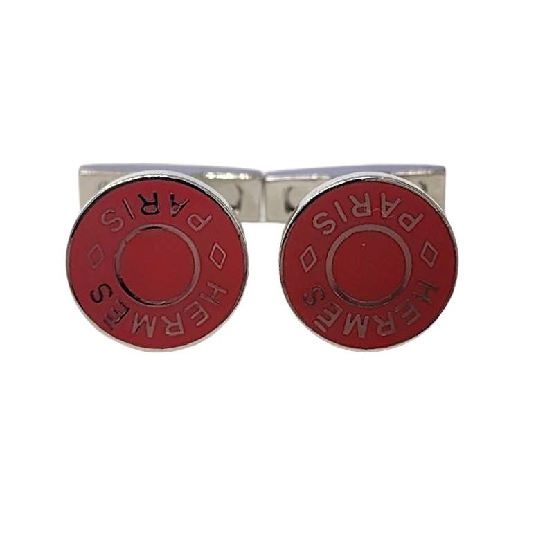 HERMES エルメス リコル レッド メタル カフス ボタン カフリンクス メンズ ジュエリー 32510K219