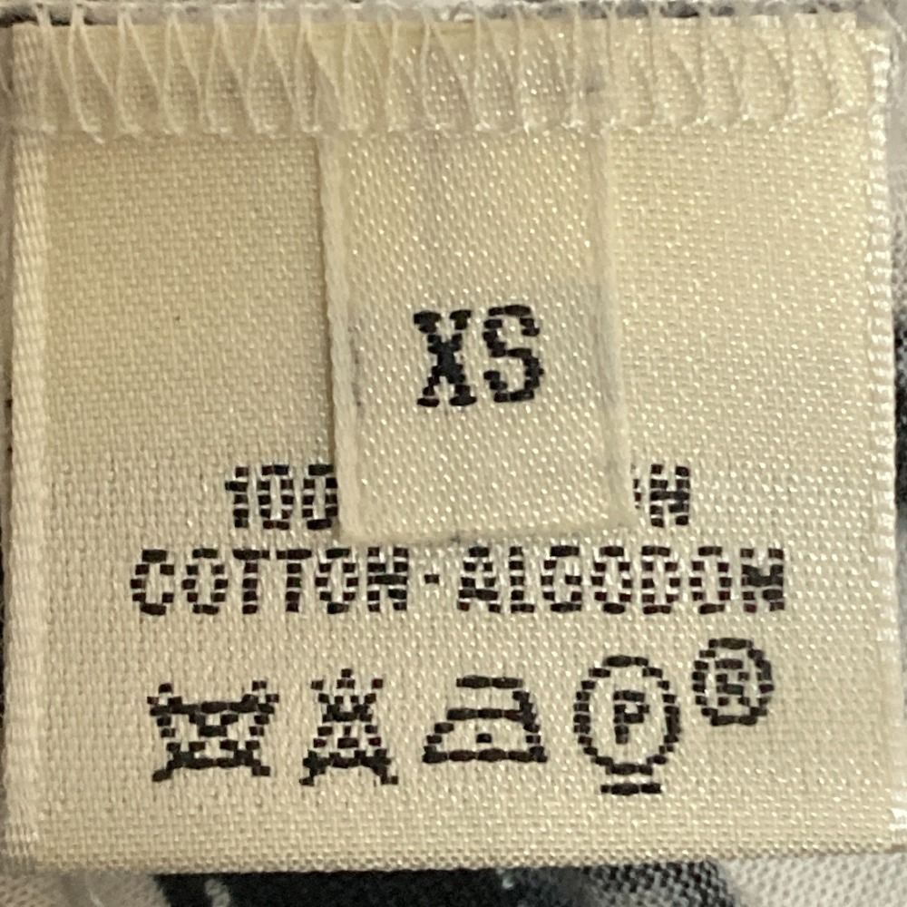 HERMES エルメス マルジェラ期 ボルデュック リボンプリント 半袖 カットソー Tシャツ XSサイズ ブラック ホワイト レディース 古着 半袖(Tシャツ) Tシャツ カットソー