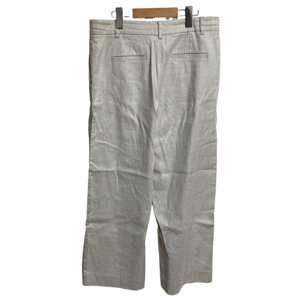 25SS S Max Mara エスマックスマーラ ストレッチ リネン ストレートパンツ スラックス サイズ44 オフホワイト レディース 古着