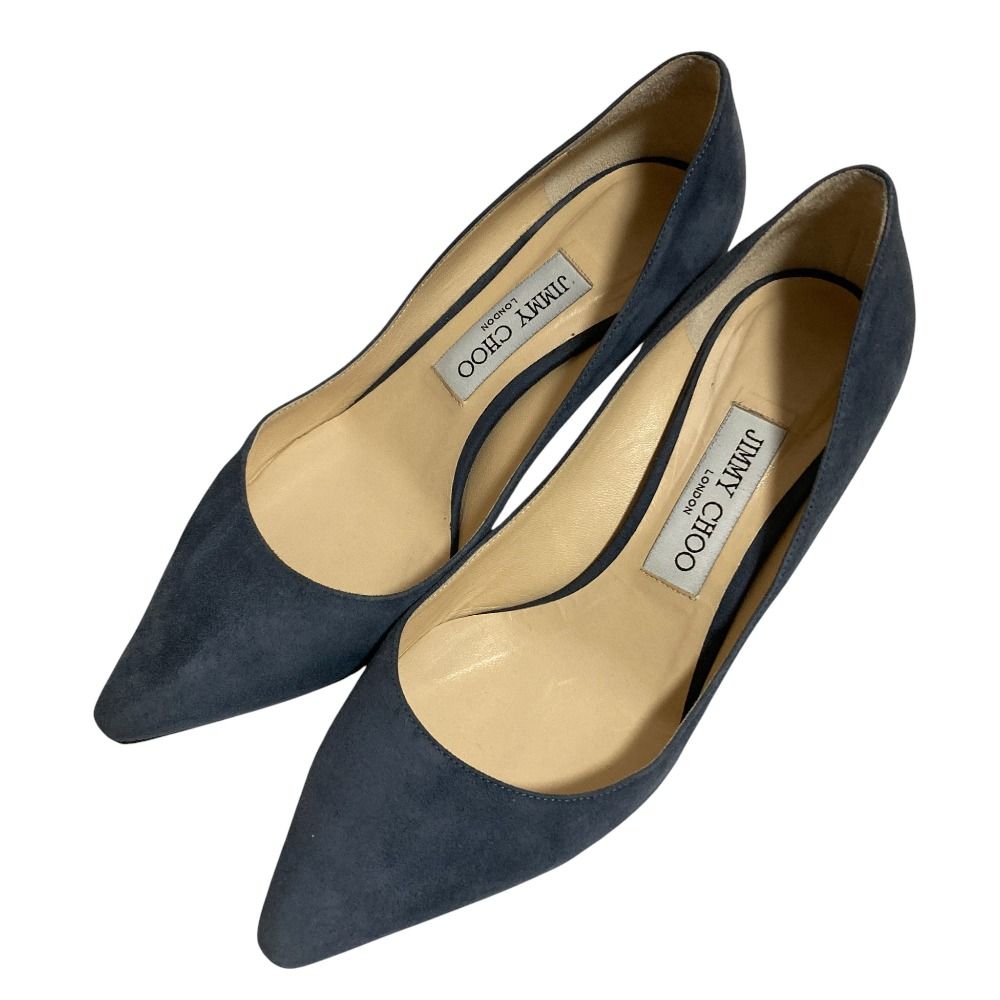 JIMMY CHOO ジミーチュウ スウェードパンプス サイズ37 約24 cm ブルーグレー レディース 古着