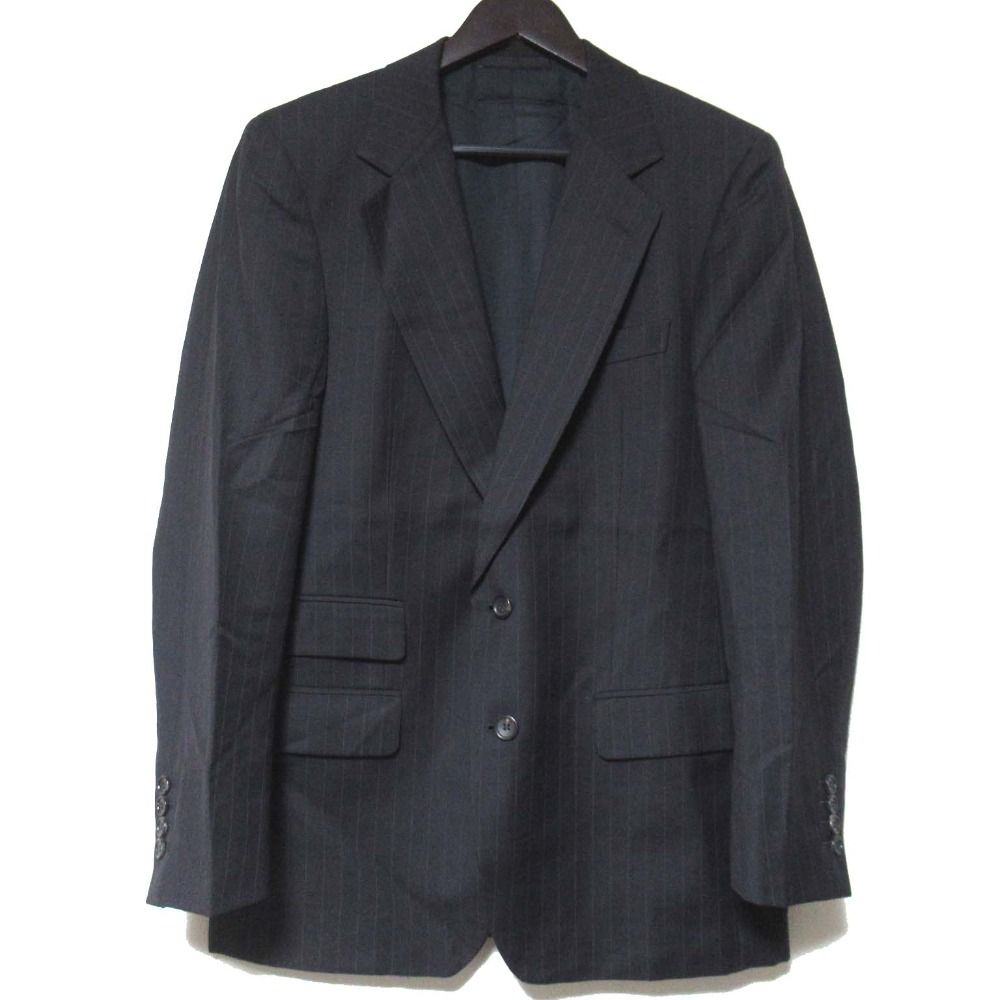 GUCCI グッチ ストライプ柄 シングル テーラードジャケット スラックスパンツ スーツ セットアップ サイズ48 ブラック メンズ 古着