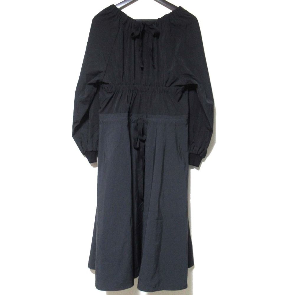 22 AW MONCLER モンクレール ABITO ルーズフィット 長袖 ロング丈 ドッキング ワンピース サイズ40 ブラック レディース 古着