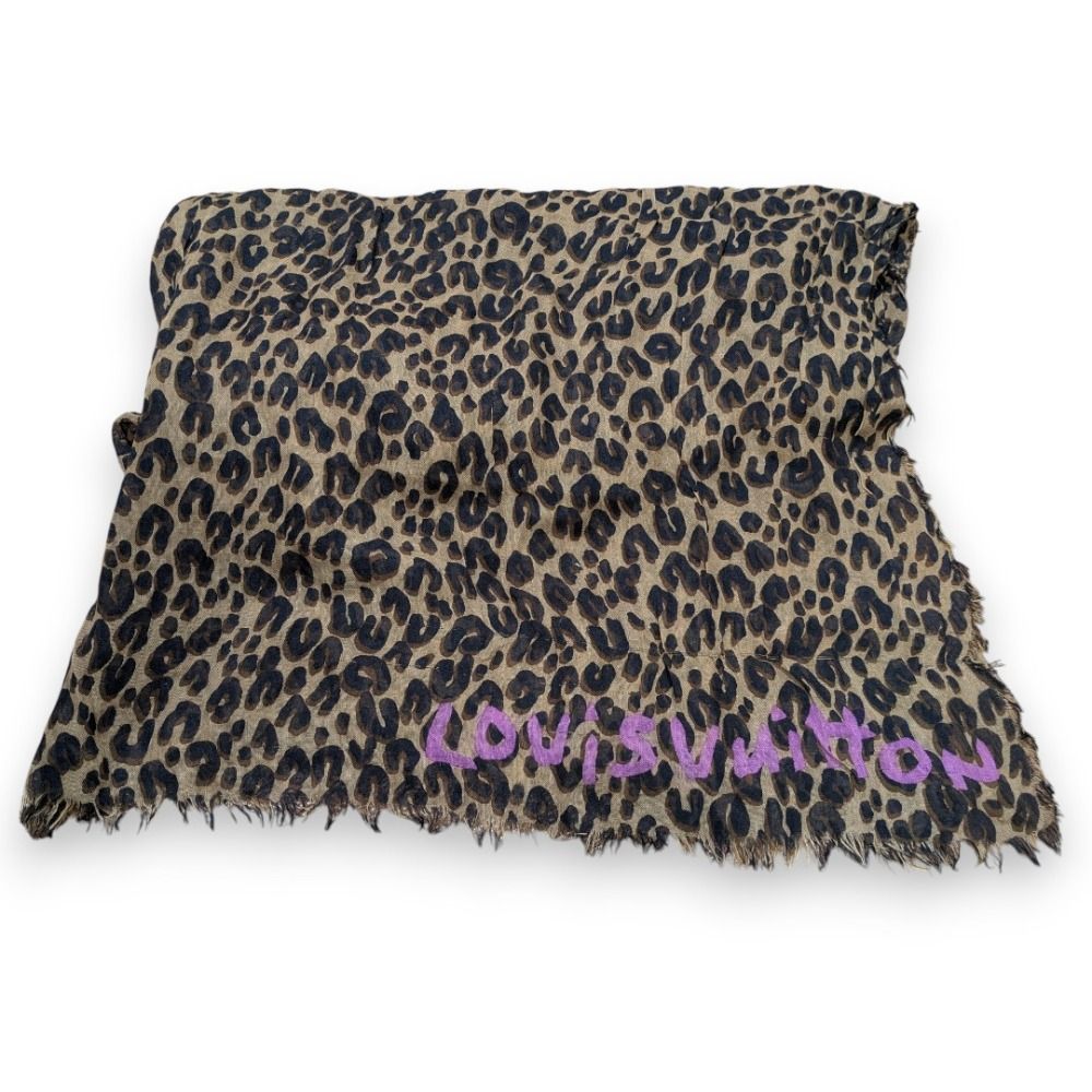 LOUIS VUITTON レオパードショール 良品 LOUIS VUITTON ルイヴィトン レオパード ショール ストール