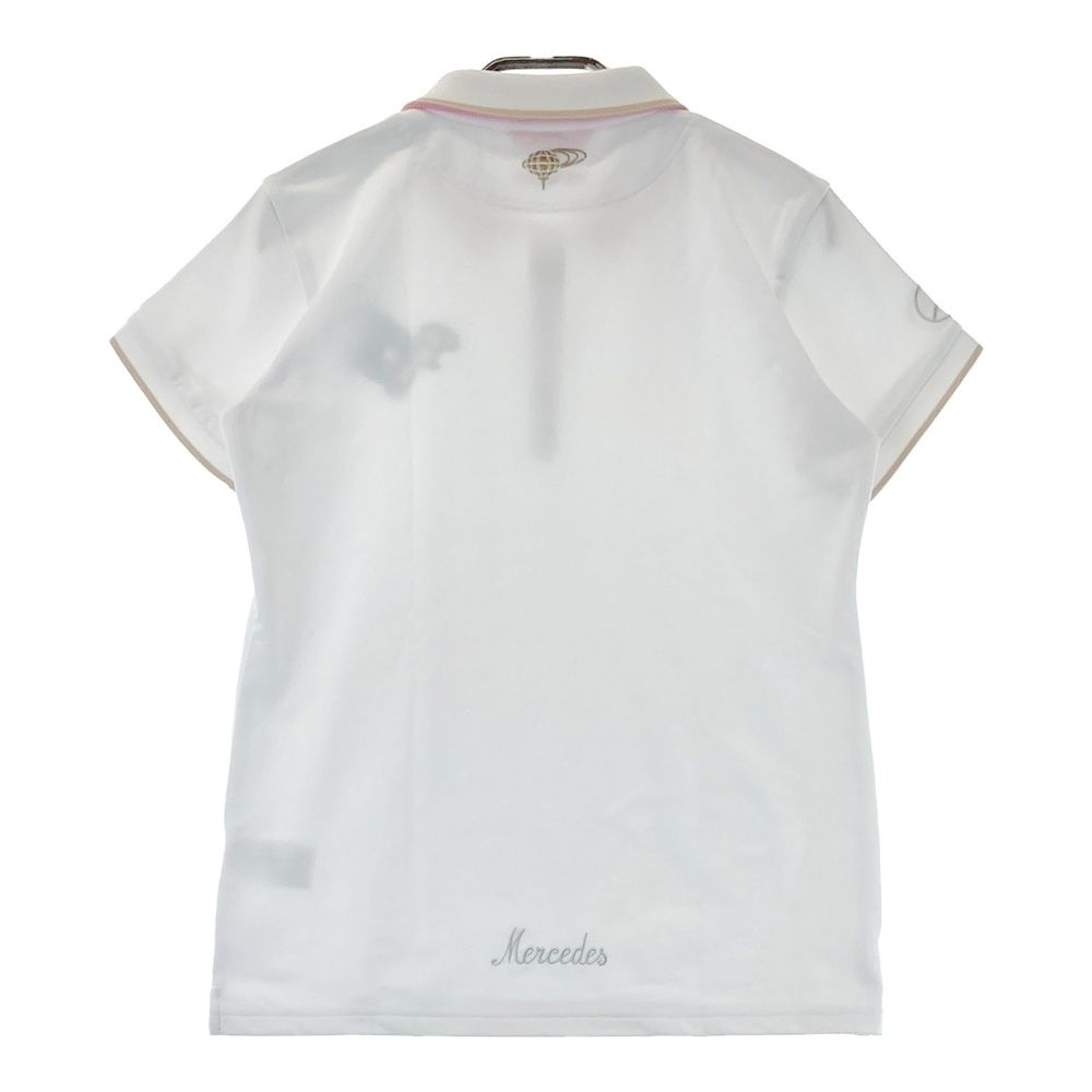 サイズ L BEAMS GOLF ビームスゴルフ Mercedes Benz 半袖ポロシャツ 刺繍 ホワイト系 ゴルフウェア レディース ストスト