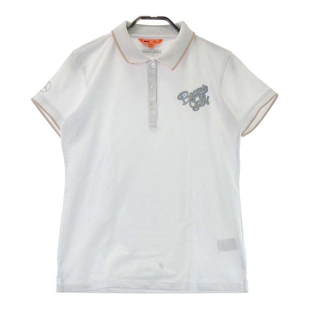 サイズ L BEAMS GOLF ビームスゴルフ ×Mercedes Benz 半袖ポロシャツ 刺繍 ホワイト系 ゴルフウェア レディース ストスト