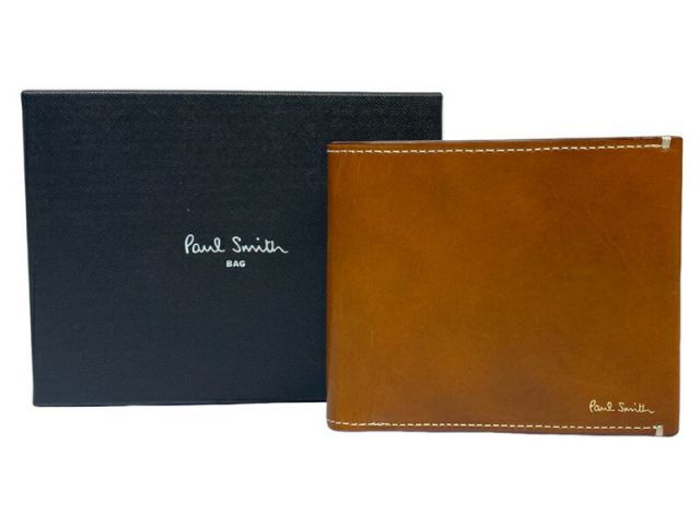 未使用 ポールスミス 財布 二つ折り ブラウン 茶色 レザー マルチ