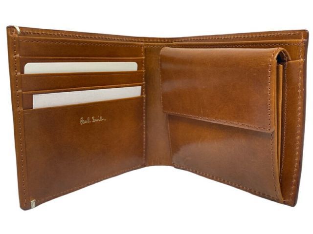 未使用 ポールスミス 財布 二つ折り ブラウン 茶色 レザー マルチ