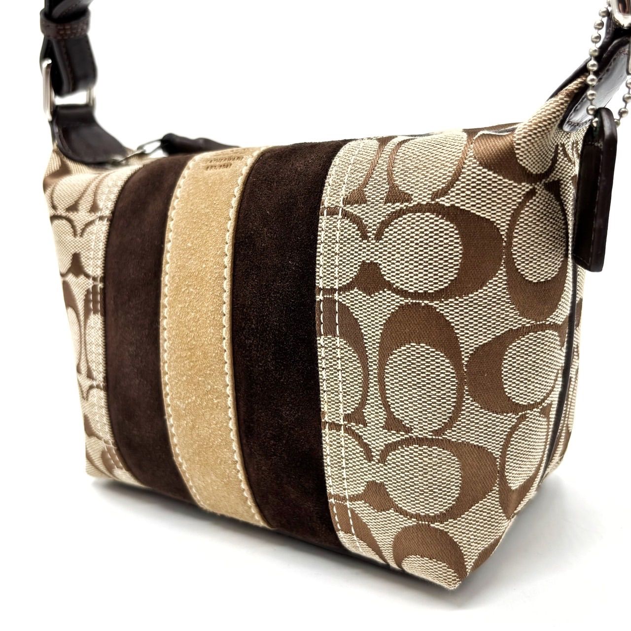 美品◎コーチ　COACH トートバッグ　ナイロンレザー　茶色　ワンショルダー ✨良品✨ COACH コーチ ショルダーバッグ トートバッグ ワンショルダー