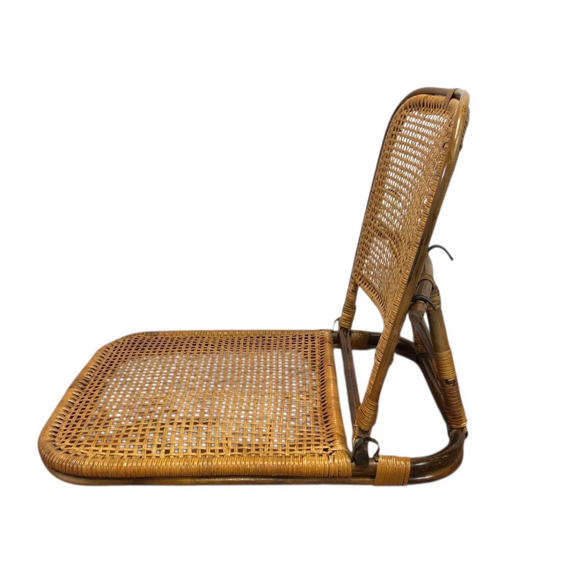 希少】 籐 ラタン 座椅子 リクライニング 昭和レトロ 家具 インテリア