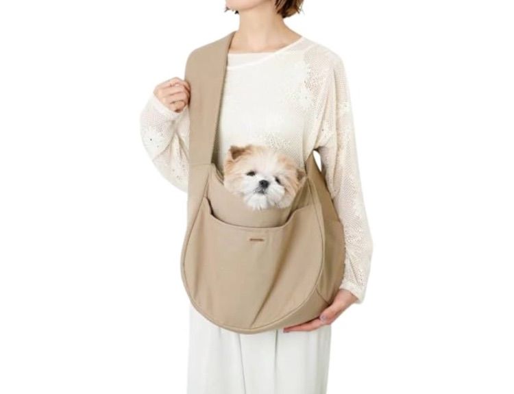 monchéri モンシェリ ドッグスリング メッシュ付き 犬 ペットスリング スリング 小型犬 M モカ 飛び出し防止 軽量 抱っこ紐 お出かけ 旅行 長さ調節 肩パッド