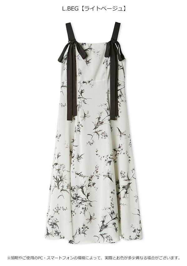 リボンディテールフローラルワンピース