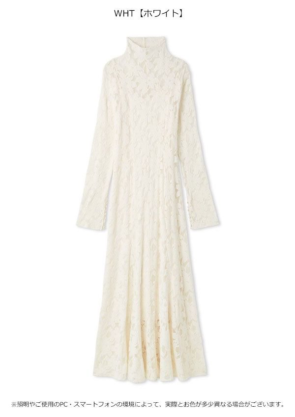 10 OFF フレイアイディー FRAY I.D ワンピース 25秋冬 フラワーストレッチレースワンピース 長袖 ロング丈 fwfo 255074