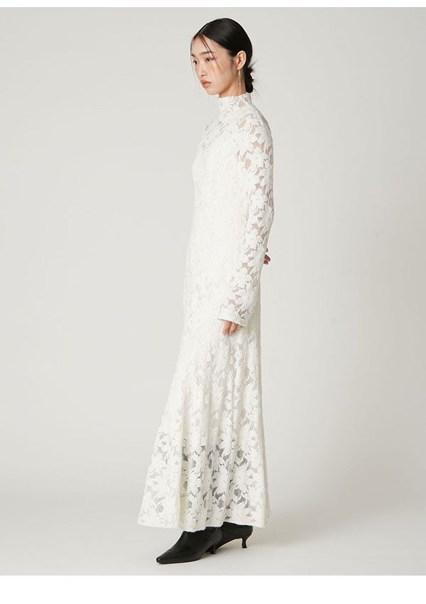  10 OFF フレイアイディー FRAY I.D ワンピース 25秋冬 フラワーストレッチレースワンピース 長袖 ロング丈 fwfo 255074 長袖 七分袖 カットソーワンピース