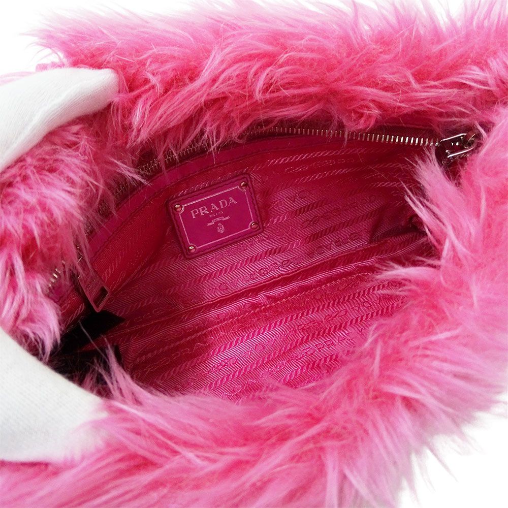  プラダ PRADA バッグ レディース ブランド クラッチバッグ セカンドバッグ フェイクファー ピンク BP 0427 パーティーバッグ おしゃれ ビビッド 派手 クラッチバッグ バッグ