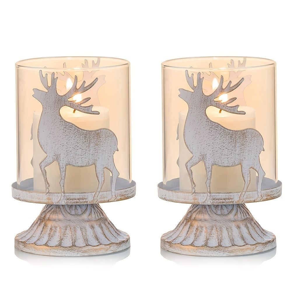 キャンドルホルダー キャンドルスタンド トナカイ セット クリスタル装飾 感 アンティーク調 金属 インテリア 装飾 パーティー リビング ダイニング オシャレ 癒しグッズ 寝室 イベント ギフト プレゼント