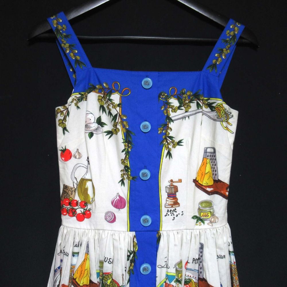 Dolce&Gabbana青と白の花柄 ノースリーブワンピース ノースリーブワンピース 青と白模様 Dolce&Gabbana青と白の花柄