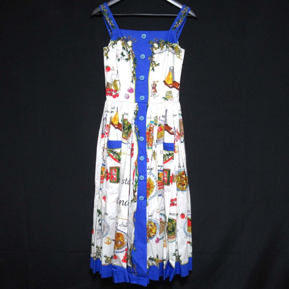 Dolce&Gabbana青と白の花柄 ノースリーブワンピース Dolce&Gabbana青と