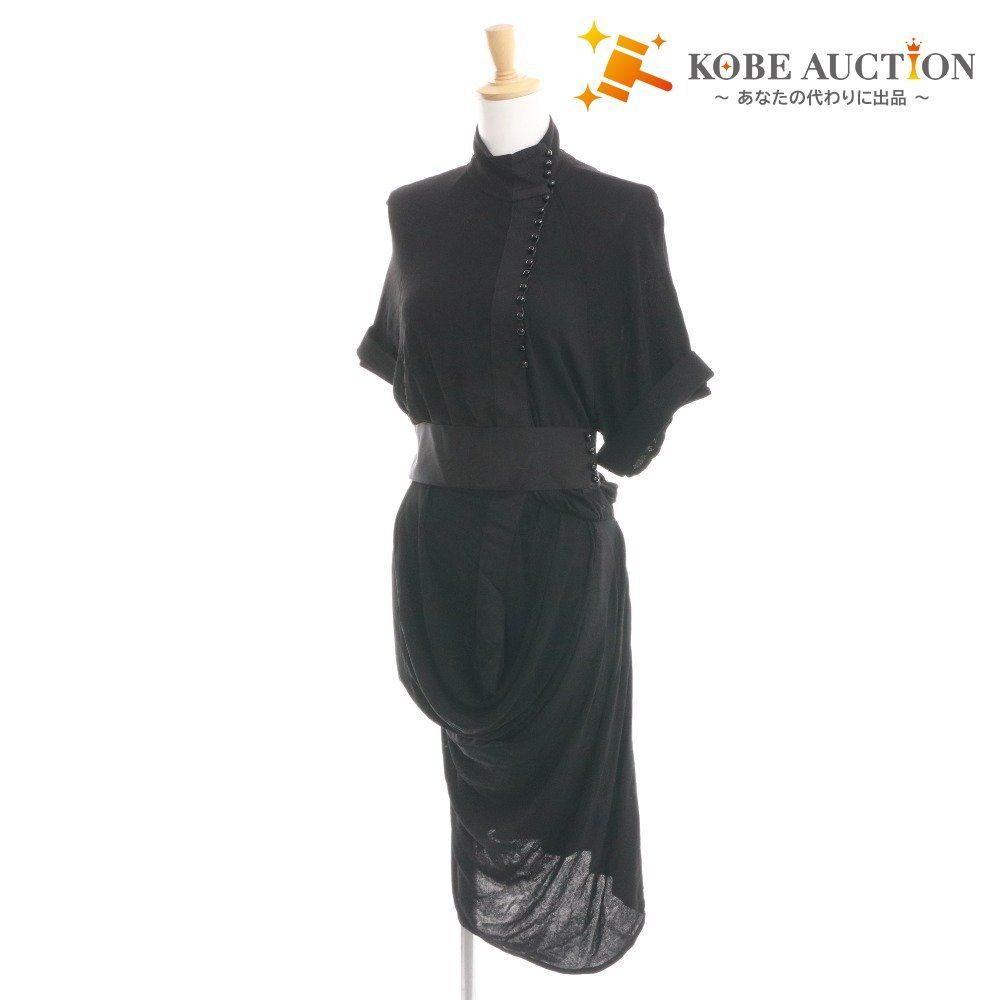 バレンシアガ ワンピース 半袖 トップス ボトムス ウエストマーク レディース 36 XS相当 ブラック